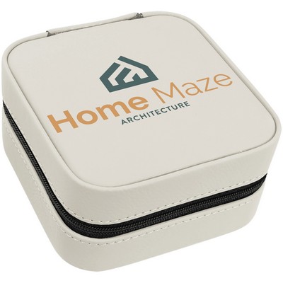 White Leatherette Travel Jewelry Box