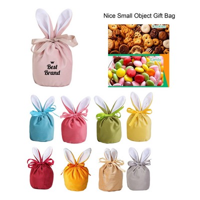 Easter Bunny Ear Velvet Pouch Gift Drawstring Bag