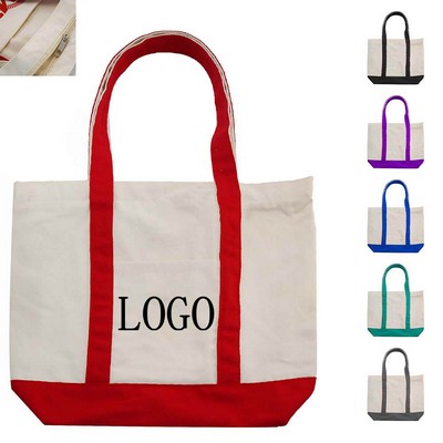 16oz Cotton Canvas Tote with Front Pocket