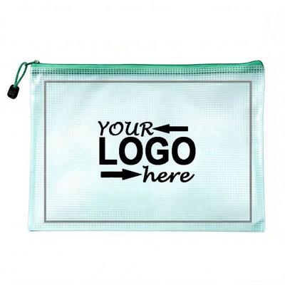 Grid Zipper Bag PVC Transparent Document Bag