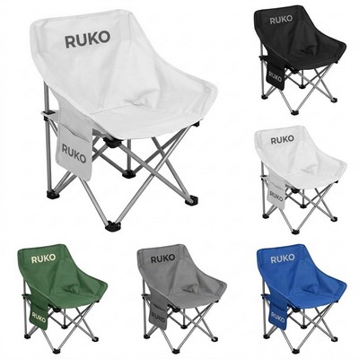 Portable Folding Outdoor Chair with Side Pocket and Carry Bag