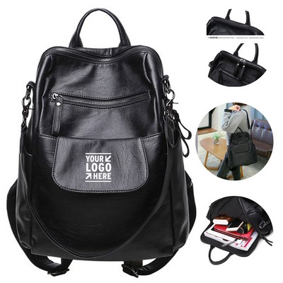 Stylish PU Leather Convertible Backpack