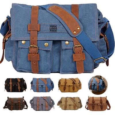 Vintage Explorer Leather Canvas Tote