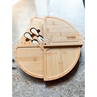 Compact Bamboo Cheese Board Set with Hidden Knife Compartment
