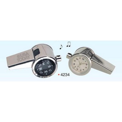 3-in-1 Chrome Whistle w/Clock & Compass