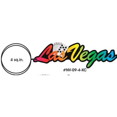 Las Vegas w/Royal Flush Key Chain w/Clear Mirrored Back (4 Square Inch)
