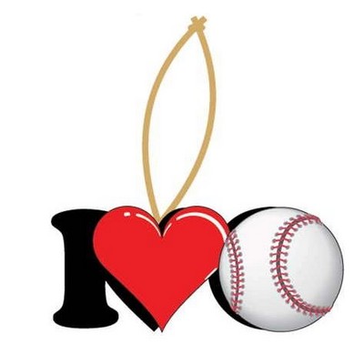 I Love Baseball Ornament w/ Clear Mirrored Back (4 Square Inch)
