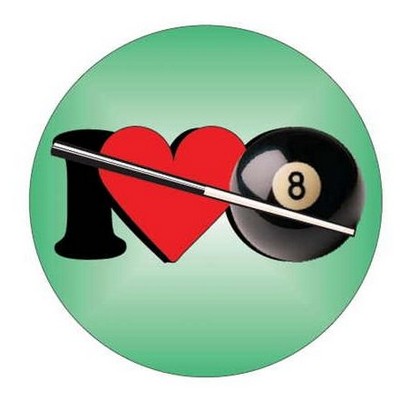 I Love Pool Round Metal Photo Magnet (2 1/2" Diameter)