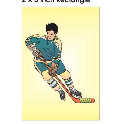 Hockey Player Metal Rectangle Photo Magnet (2" x 3")