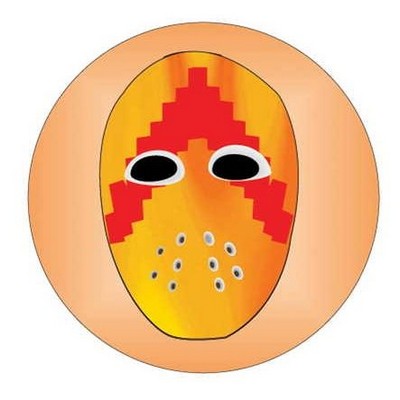 Hockey Mask Round Badge w/ Bar Pin (2 1/2" Diameter)