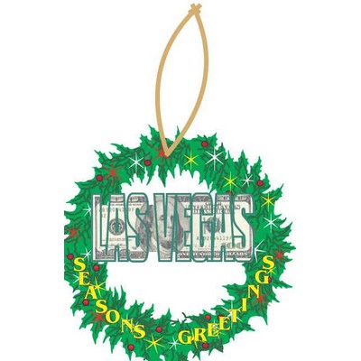 Las Vegas Block Letter $100 Wreath Ornament w/ Mirrored Back (8 Square Inch)