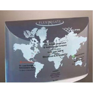 Domed Rectangular World Map Award w/ Tinted Colored Back