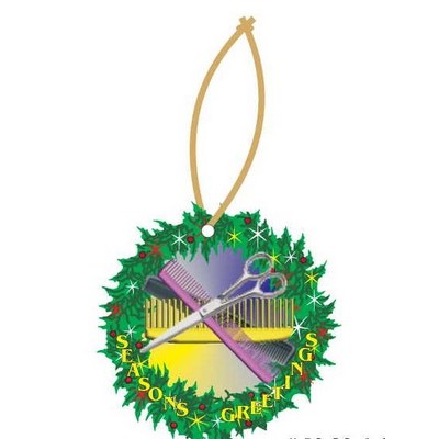 Beautician Combo Executive Wreath Ornament w/ Mirrored Back (8 Square Inch)
