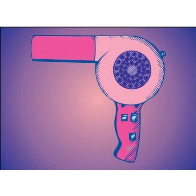Hair Dryer Rectangle Badge w/ Bar Pin (2"x3")