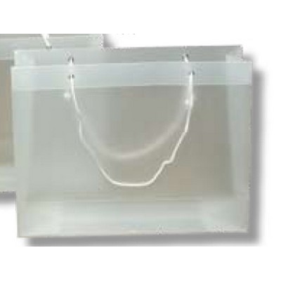 Large Frosted Gift Bag w/ White Rope Handles (16"x12"x1 1/2")