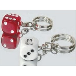 Custom 5/8" White Dice Key Chain