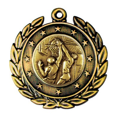 Stock Stars Wreath 2" Medal- Basketball Male