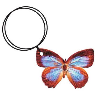Blue & Brown Butterfly Keychain w/Mirrored Back (10 Square Inch)