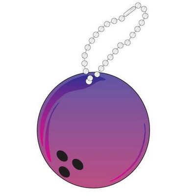 Purple Bowling Ball Promotional Key Chain w/ Black Back (10 Square Inch)