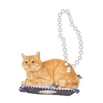 European Shorthair Cat Promotional Key Chain w/ Black Back (10 Square Inch)