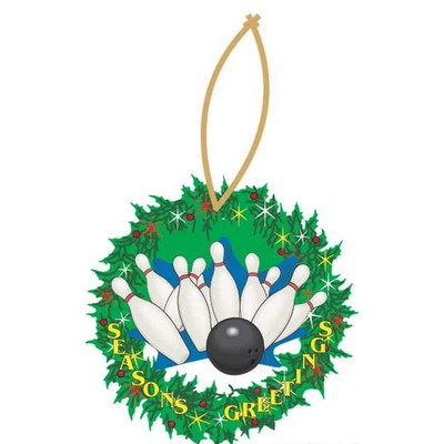 Bowling Strike Promotional Wreath Ornament w/ Black Back (2 Square Inch)