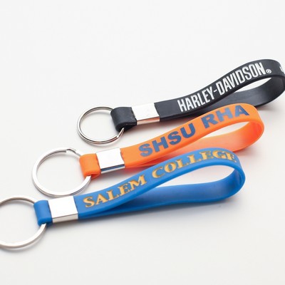 1/2" Silkscreen Printed Silicone Wristband w/ Key Chain