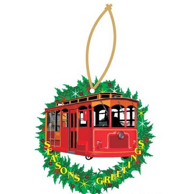 Cable Car Executive Wreath Ornament w/ Mirrored Back (3 Square Inch)