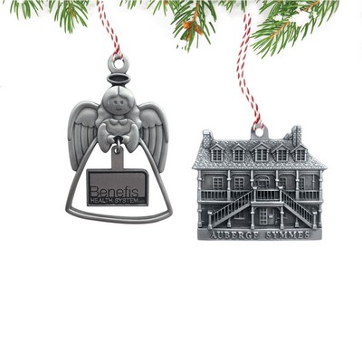 Custom Natural Pewter Christmas Ornament (2")