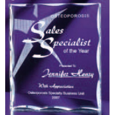 Acrylic Block Award w/Scallop Edge (7")