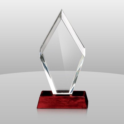 Diamond Shaped Acrylic Top w/Rosewood Base Award (14"x6"x2 1/2")