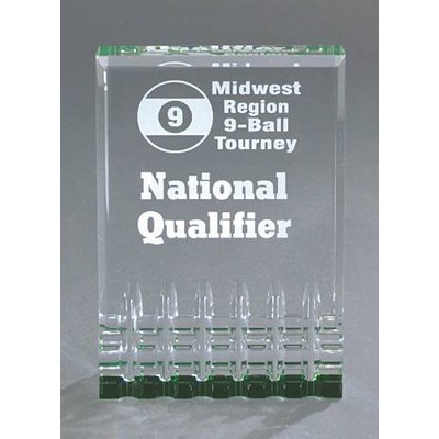Acrylic Mirage Green Reflective Award w/ Faceted Bottom 4 1/2"X6"