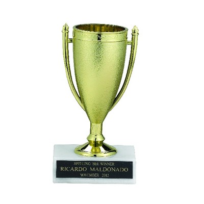5 ½" Gold Cup Trophy w/White Plastic Base