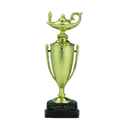 9 ½" Lamp of Learning Gold Cup Trophy w/Black Marble Base