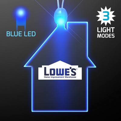 Imprinted House Light Up Necklace with Blue LED - PRINTED
