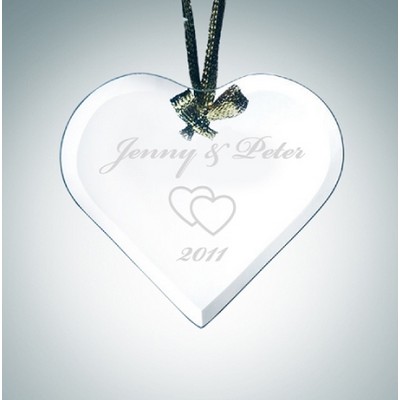 Beveled Heart Shape Jade Glass Ornament