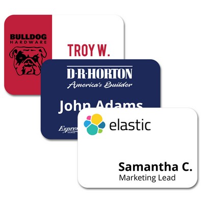 3" x 2" Matte Plastic Name Badge w/Full Color Imprint & Personalization