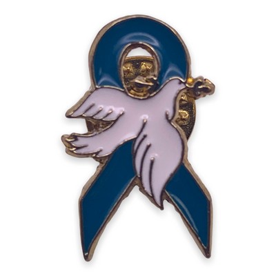 Teal Awareness Ribbon w/Dove Lapel Pin