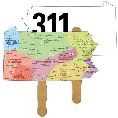 Pennsylvania State Auction Hand Fan Full Color