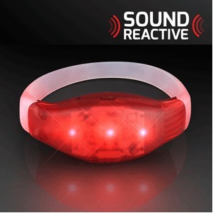 Sound Activated Light Up Red LED Flashing Bracelets - BLANK
