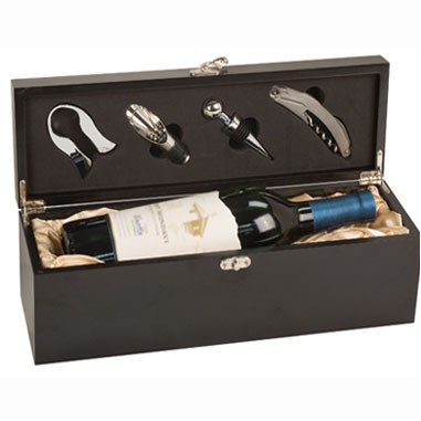 Black Finish Single Wine Box w/ Tools