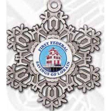 Mirror Image Two-Sided Pewter Snowflake Ornament (Non-Imprinted)