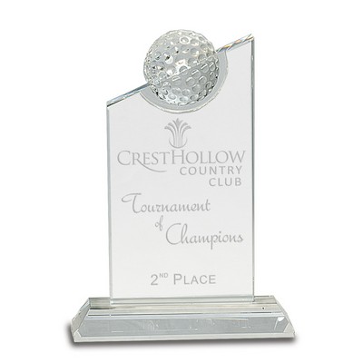 Crystal Peak Top Award w/Sculpted Golf Ball Inset (7 1/4")