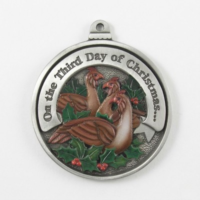 Twelve Days of Christmas 3D Gallery Print Full Size Ornament (Day 3 - Three French Hens)
