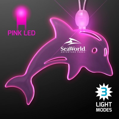 Acrylic Dolphin Shape Necklace with Pink LED - PRINTED