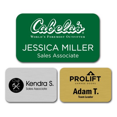 Engraved Plastic Name Badge with Personalization 3" x 1.75"