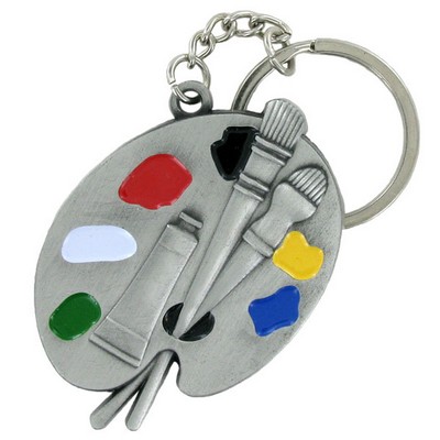 Artist's Pallet Pewter Silver Key Chain