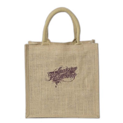 "Cozumel" Medium Laminated Burlap Tote Bag