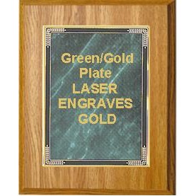 Oak Plaque 8" x 10" - Green Marble Mist 6" x 8" Plate