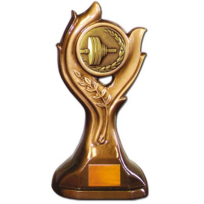 Stock Victory 9" Trophy with 2" Weightlifting Coin and Engraving Plate