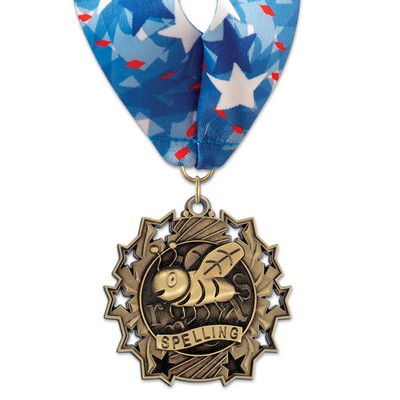 Spelling TS Medal w/Stock Millennium Neck Ribbon (2¼")